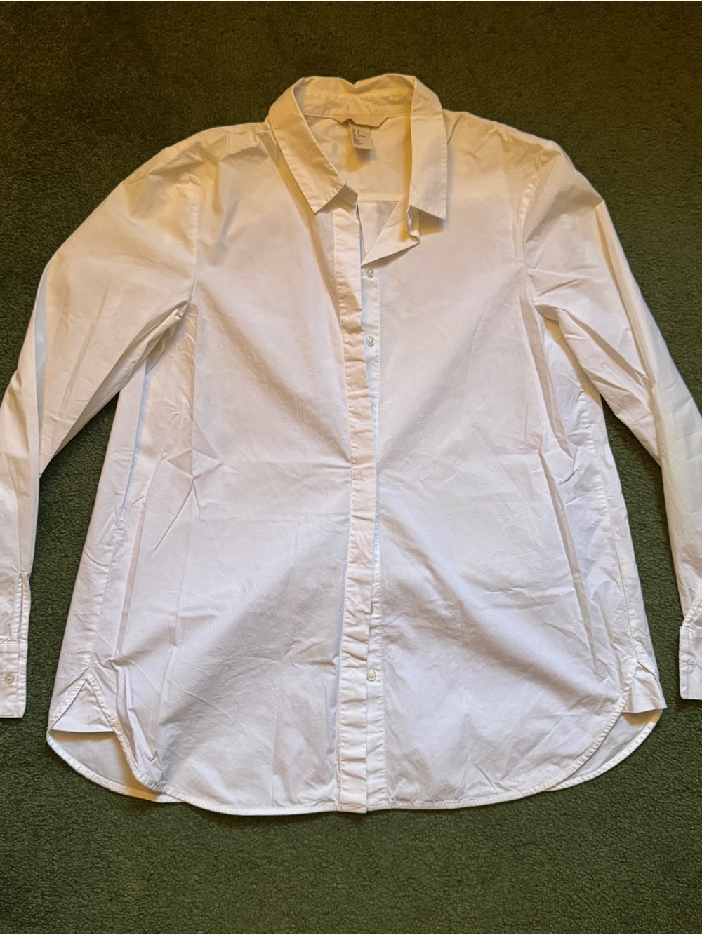 H&M White Cotton Button Down Long Sleeve Shirt - Size 6 Small